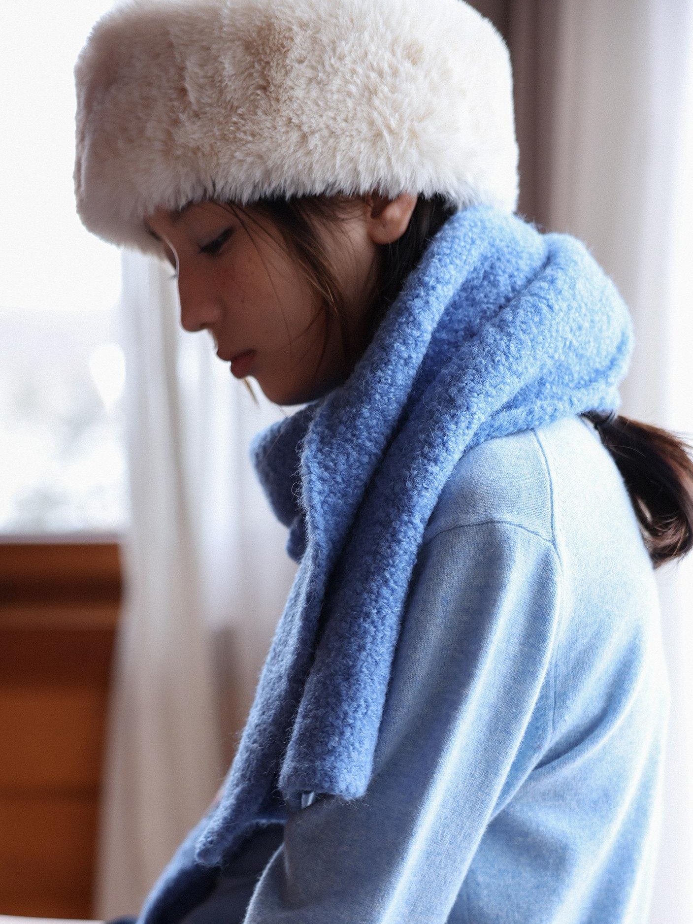 Miroment Soft Pure Wool Matching Gloves Set Classic Knit Unisex Scarves