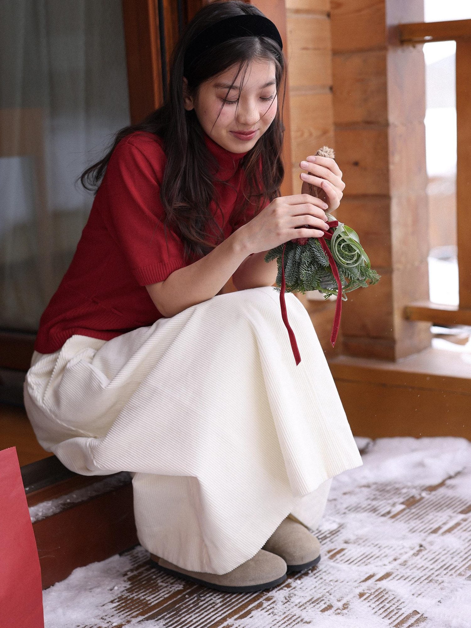 Miroment Elegant Tie Detail Slim Fit Commuter Women Wool Turtleneck Pullover Knit Sweater