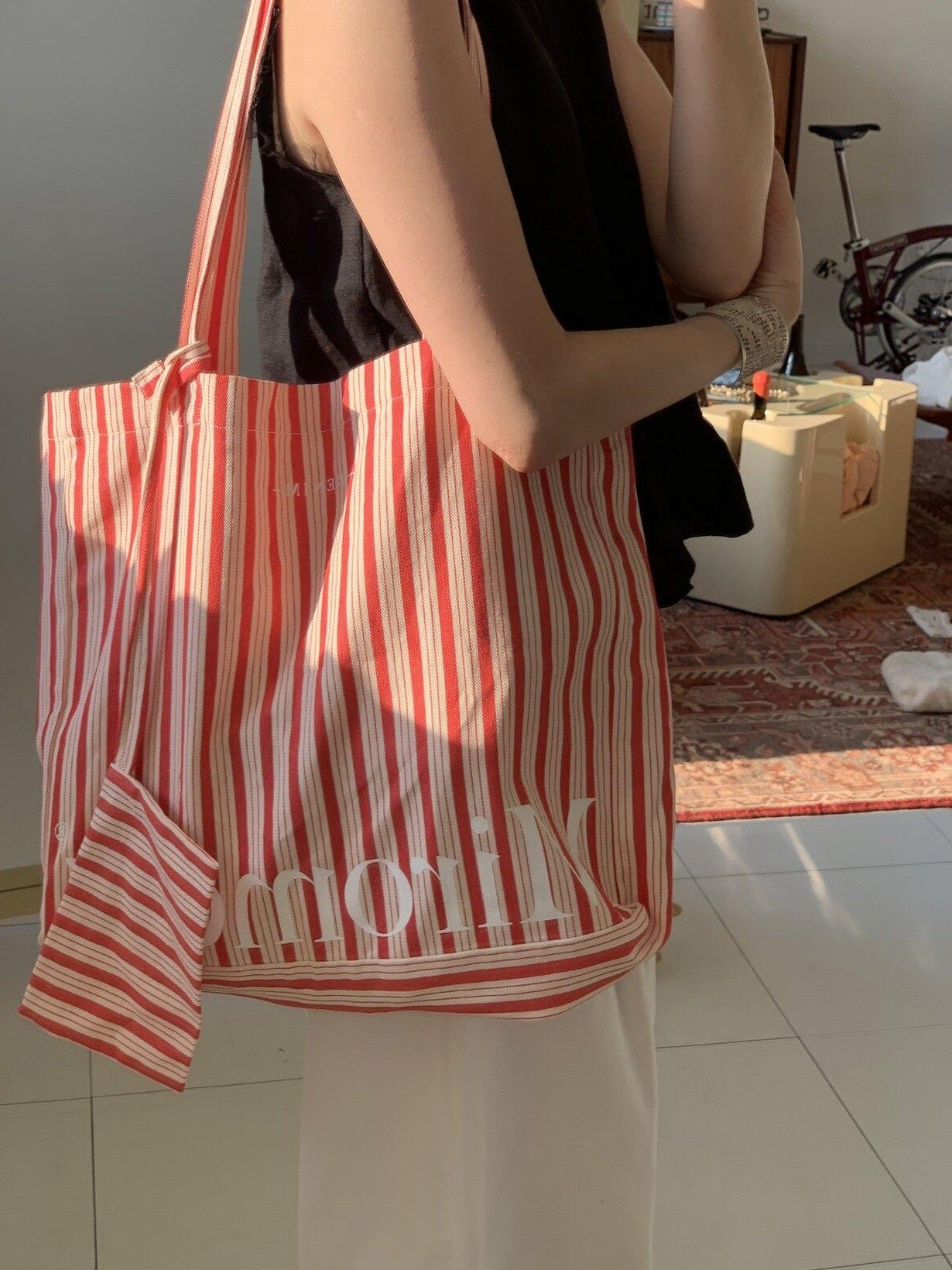 Miroment Contrast Color Mini Square Single Shoulder Cotton Canvas Tote Bag