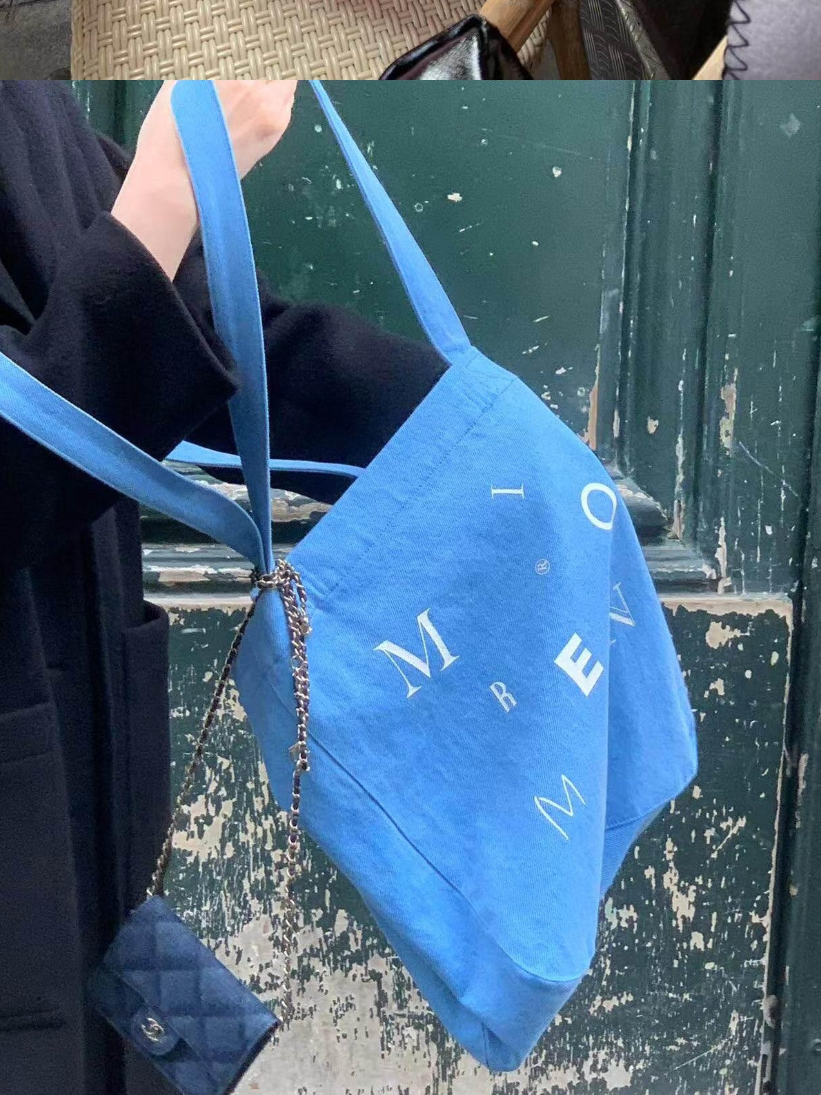 Miroment Colorblock Cotton Small Square Shoulder Pastel Women Casual Canvas Tote Bag