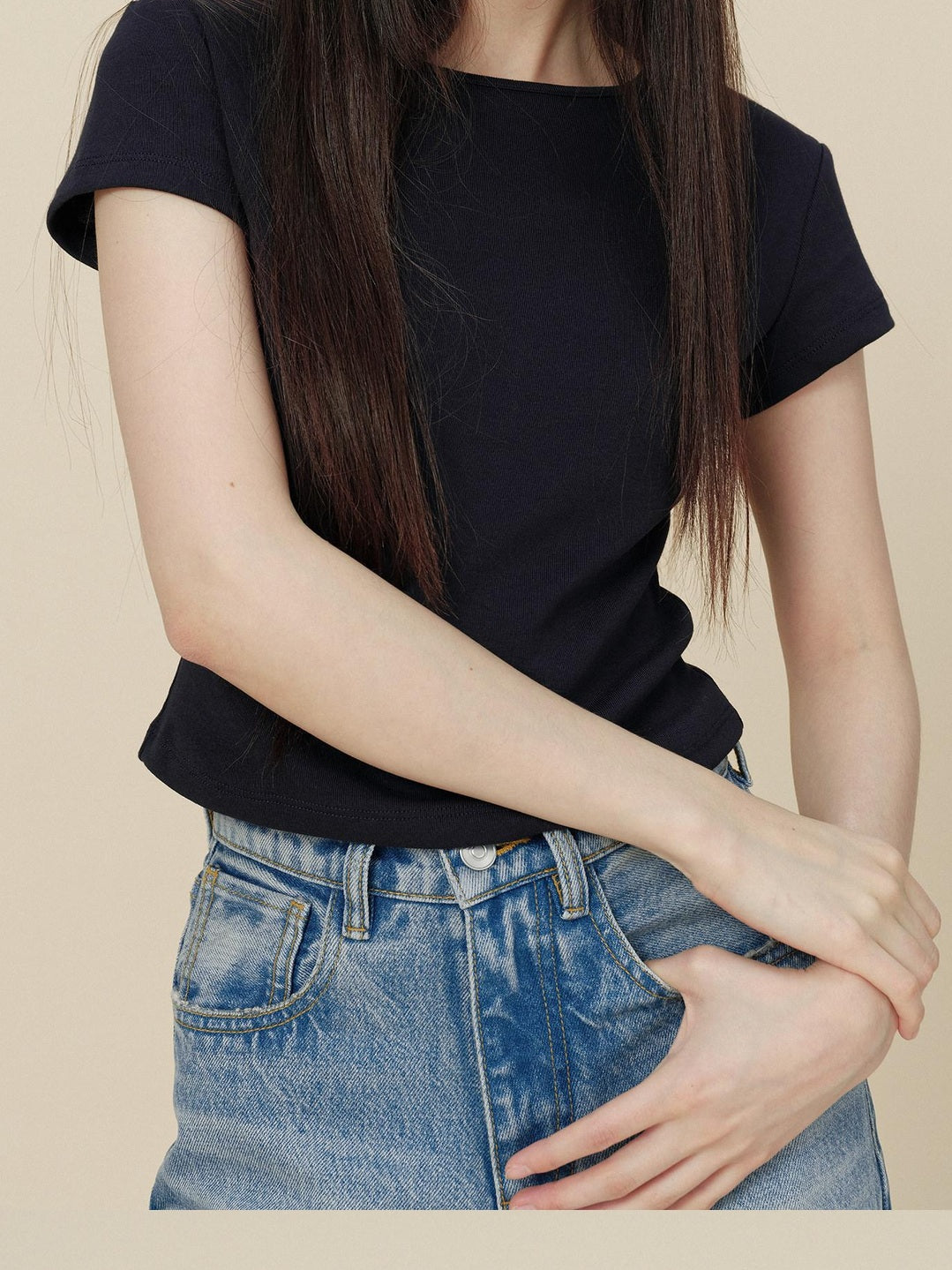 Miroment Soft Cotton Polyester Slim Fit Crop Round Neck Office Solid Fitted Tank Tops
