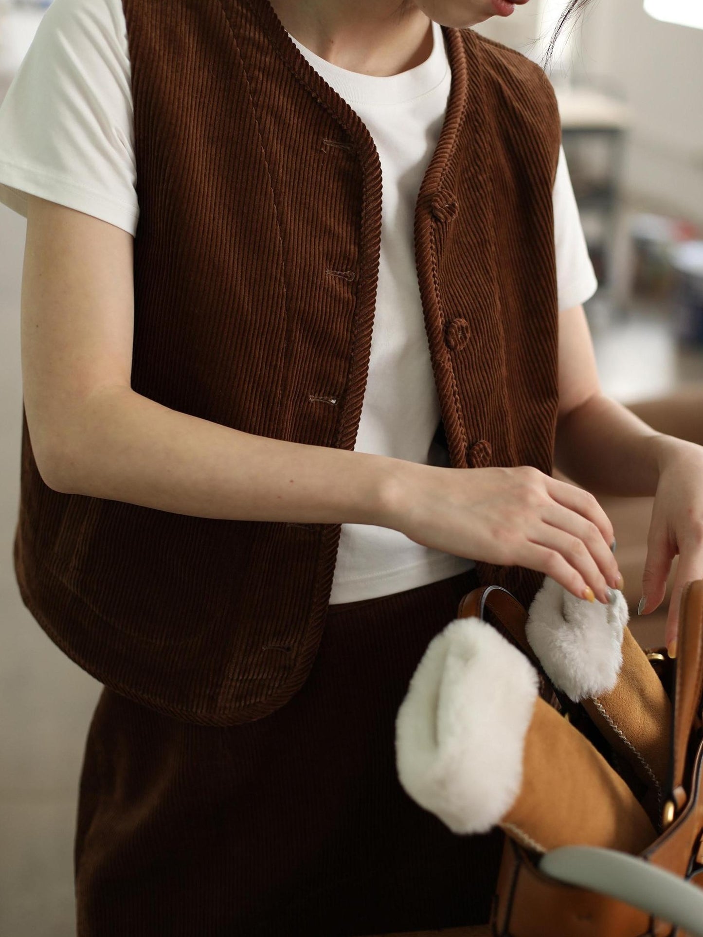 Miroment Pure Cotton College Style Cardigan Single Breasted Layering Buttoned Casual Vest