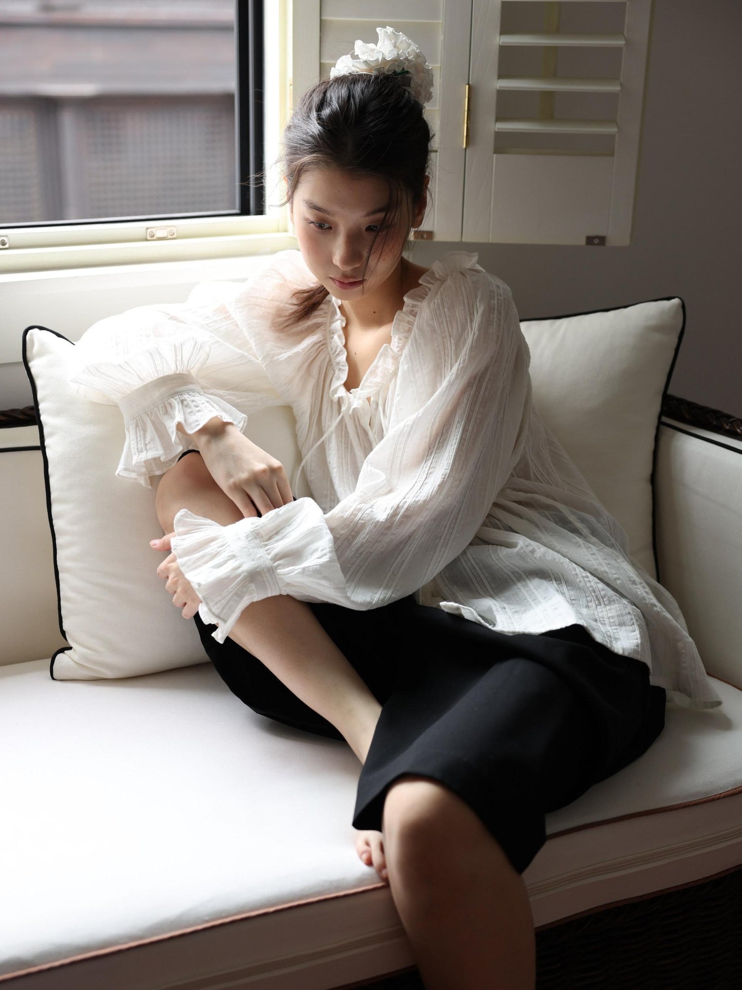 Miroment Versatile Simple High Waist 100 Percent Wool Wide Leg Women Everyday Midi Skirt