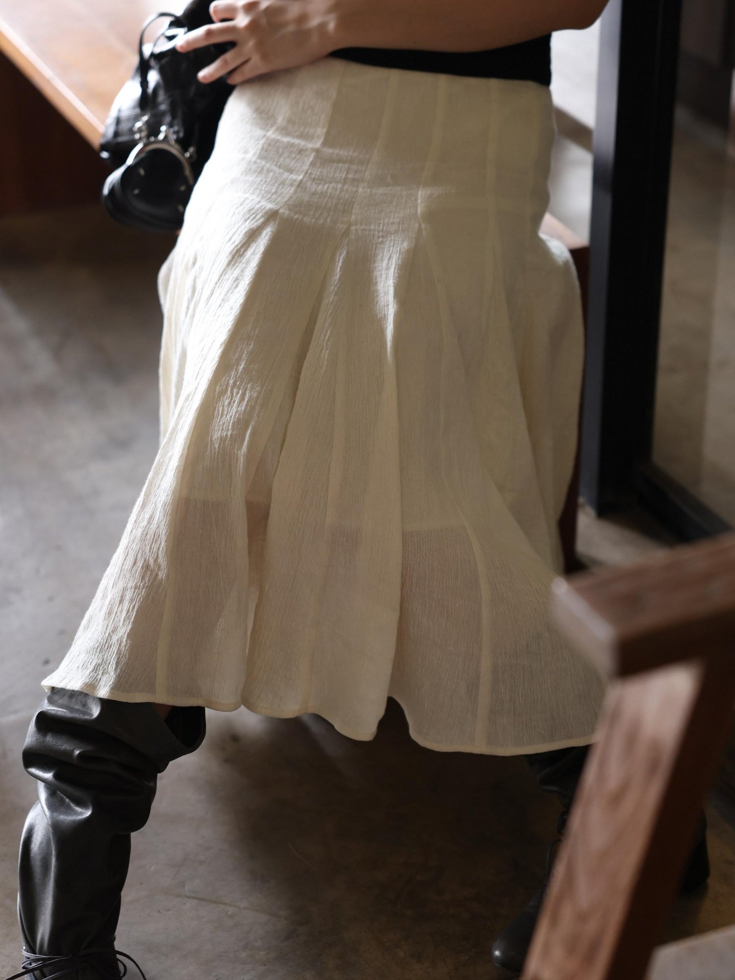 Miroment Linen Cotton Blend High Waist A Line Versatile Office Casual Midi Skirt
