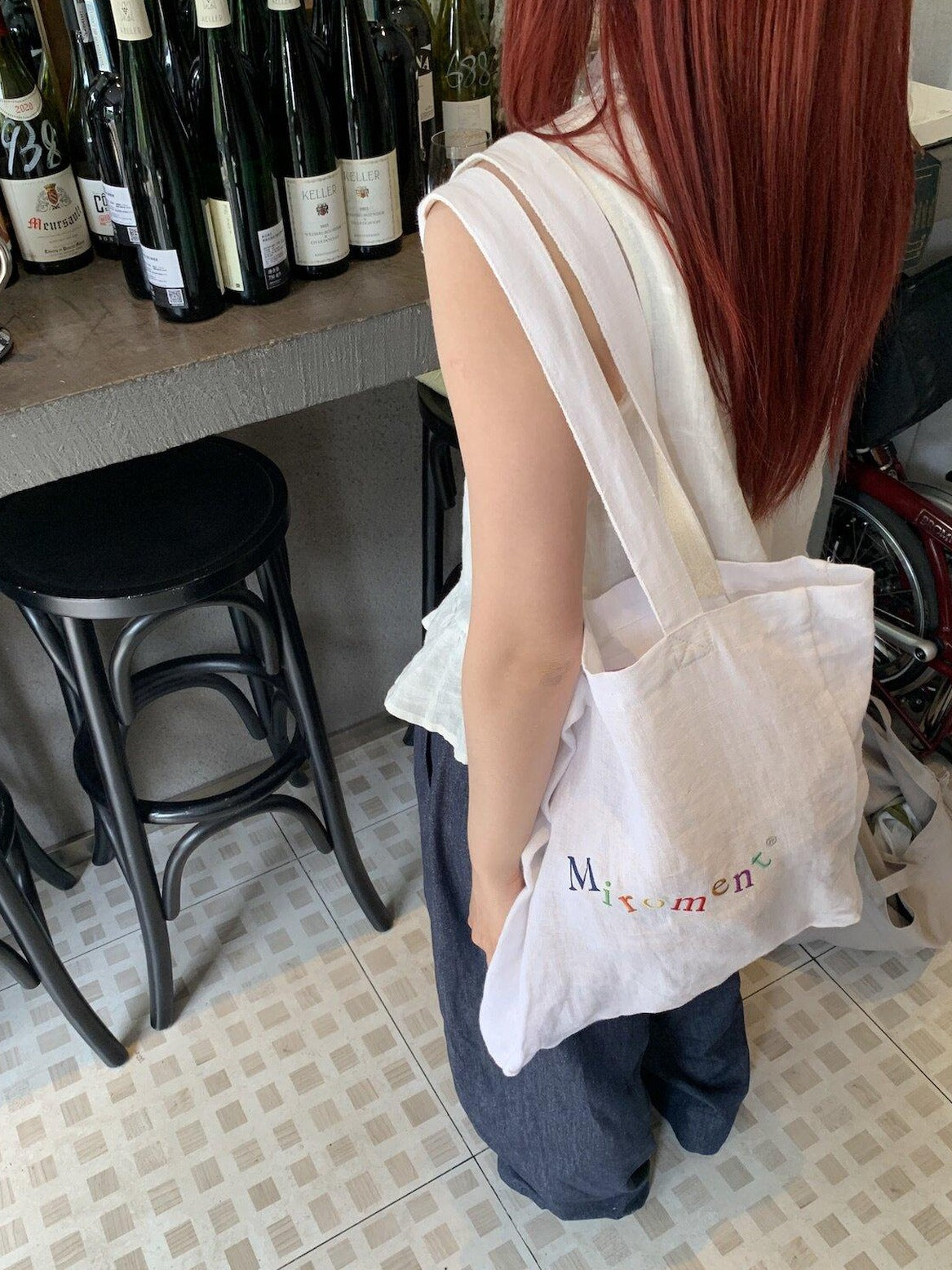 Miroment Colorblock Linen Small Square Shoulder Lightweight Casual Canvas Tote Bag