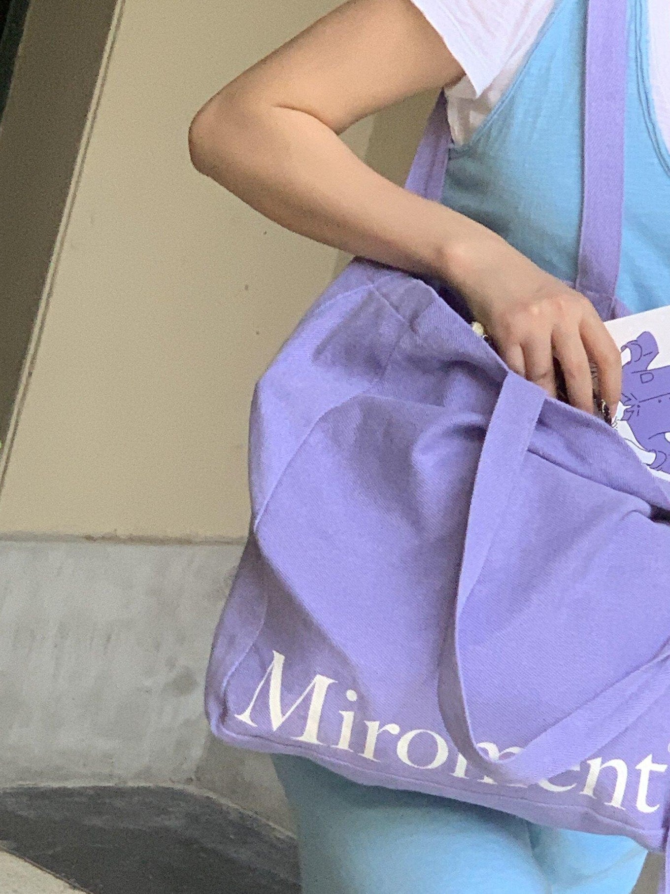 Miroment Colorblock Cotton Small Square Single Shoulder Casual Lightweight Canvas Tote Bag