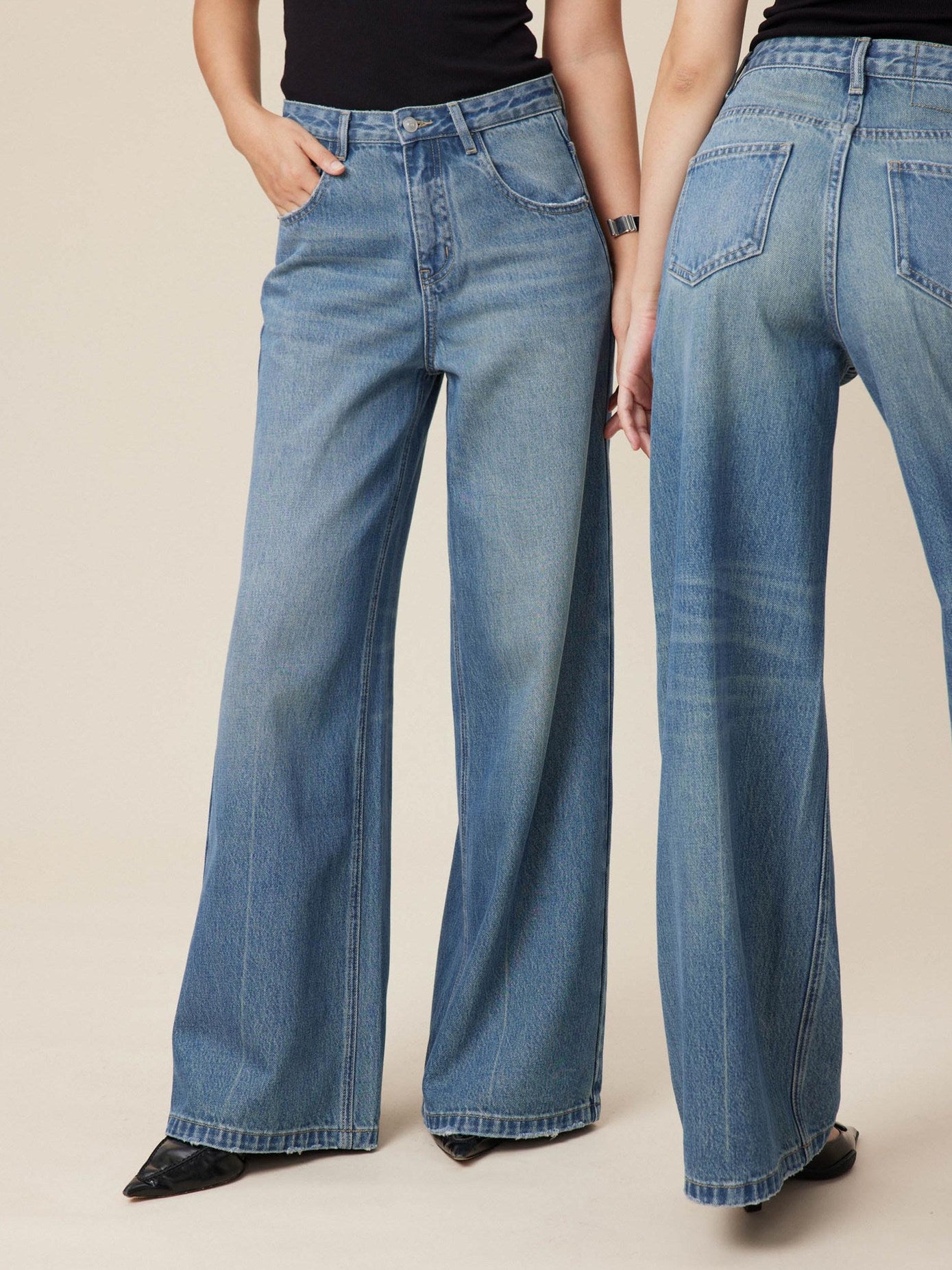 Miroment Vintage Distressed High Waist Loose Fit Cotton Women Classic Denim Jeans