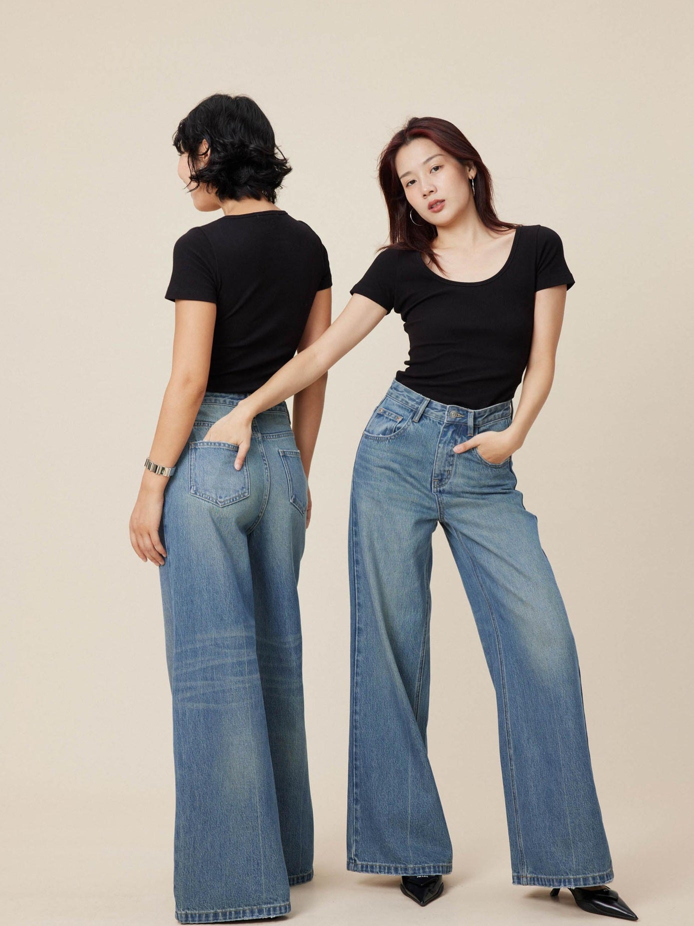 Miroment Vintage Distressed High Waist Loose Fit Cotton Women Classic Denim Jeans