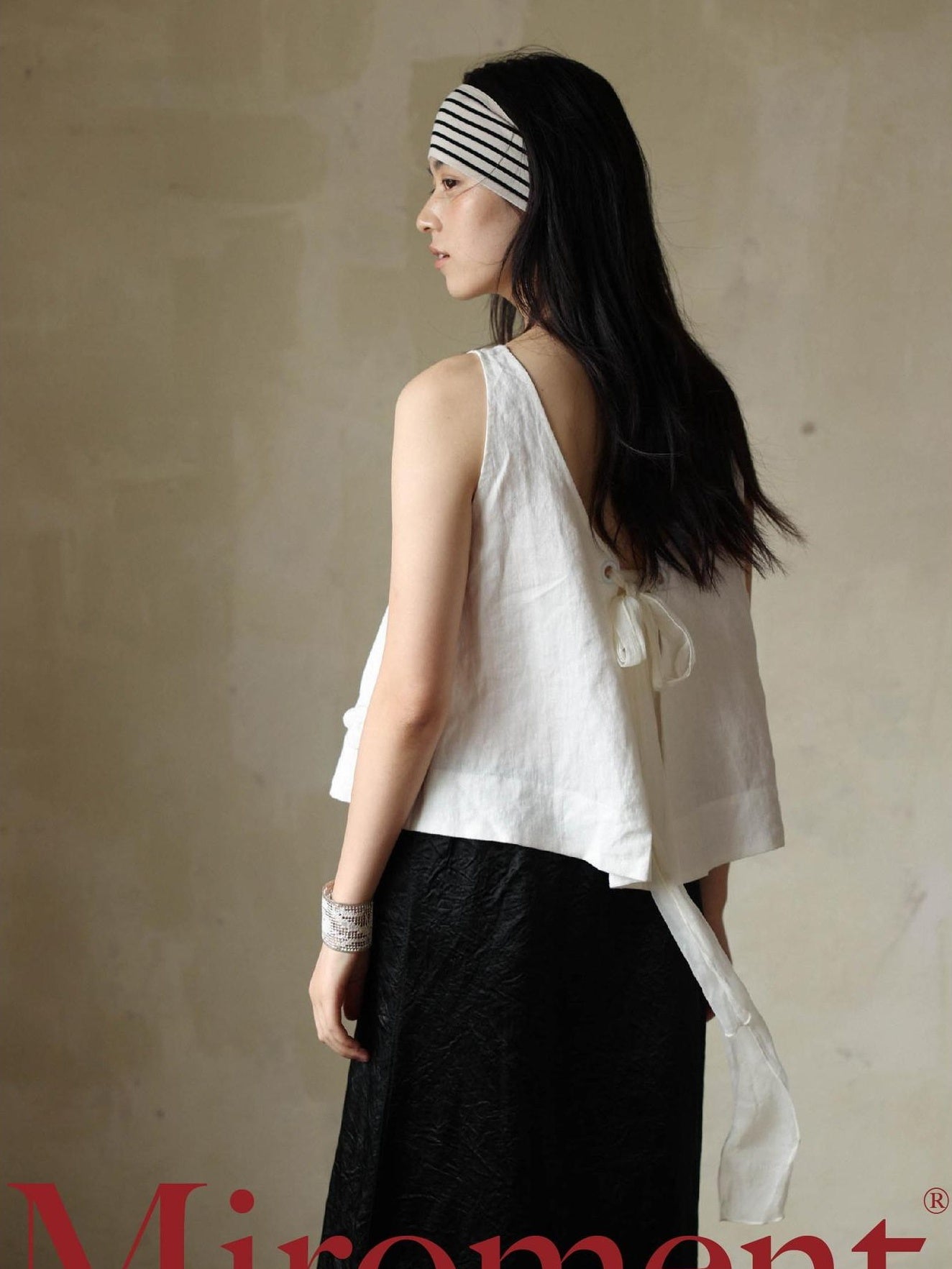 Miroment Linen Embroidered Jacquard Twist Loose H Silhouette Sleeveless Women Knit Sweater