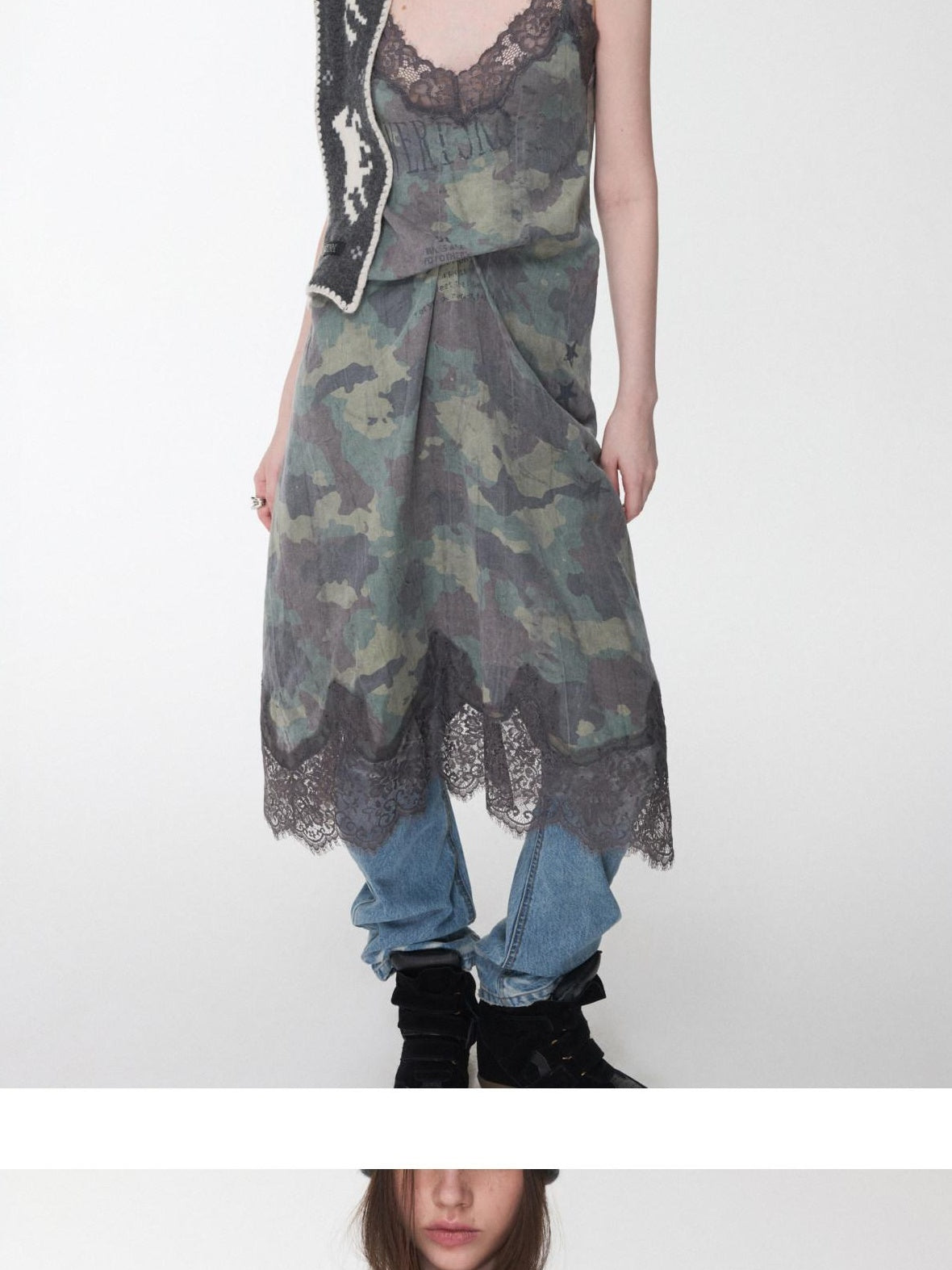 1JINN STUDIO Lyocell Linen Printed V-neck Strappy O Shape Casual Women Camo Maxi Dresses
